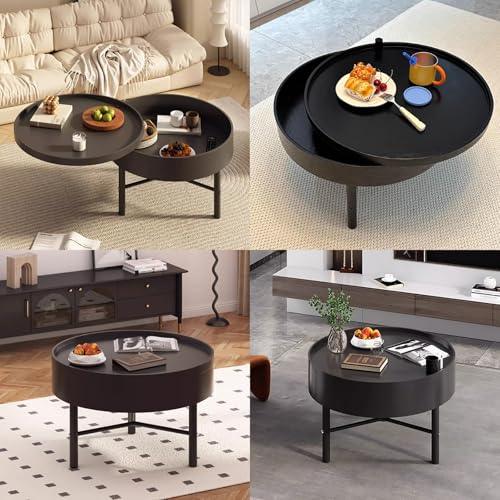 Table basse rotative en métal pour optimiser l'espace du salon au balcon