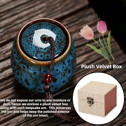 1 PCS Keepsake Urns Ashes Small Boxes,Ywbfove Mini Pets or Humans Funeral Cremation Urns,Small Amount of Cremated Remains, Display Burial at Home or Office(Blue) image 6