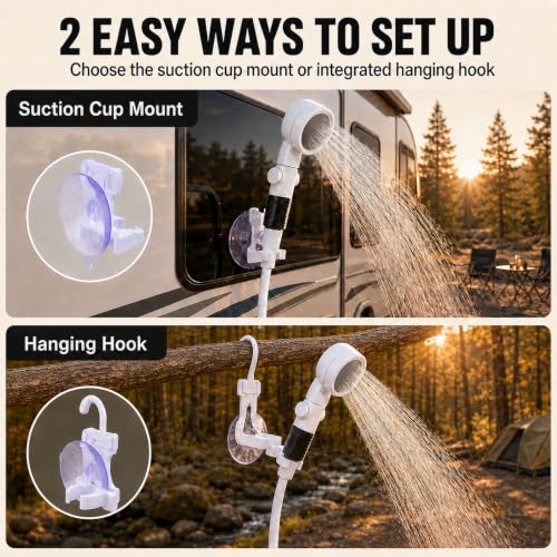 Ducha portátil para camping, bomba de 5200mAh, 4 modos de rociado miniatura 4
