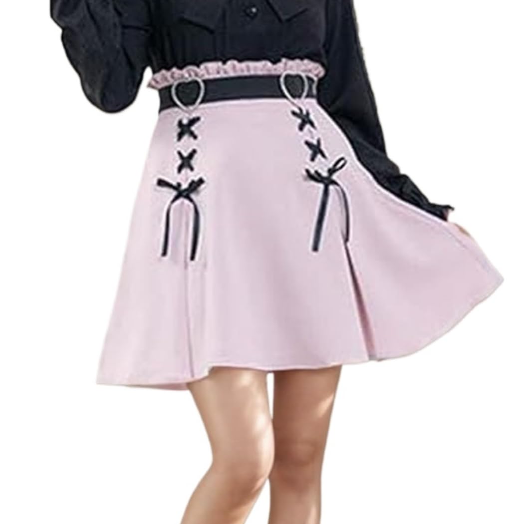 Pokn Jirai Kei Lolita Fashion Y2K Cutecore Kawaii Mini Short Goth High Waisted Ruffle A Line Skirt