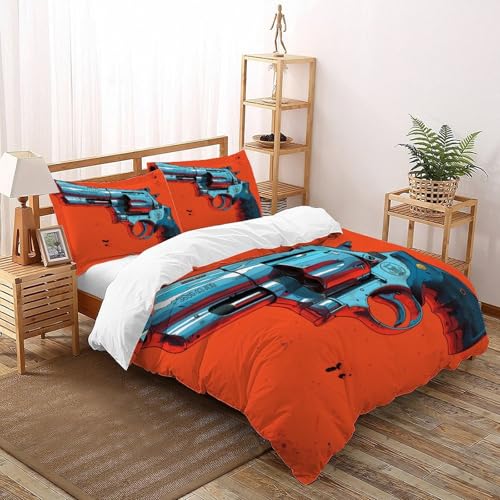 Parure de lit pistolet rouge imprimé 3D microfibre de qualité supérieure housse de couette double - 2
