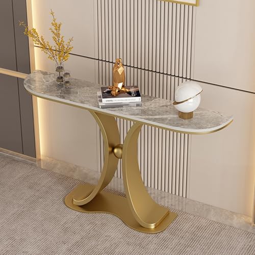 Leaceuv Mesa Consola Recibidor Estrecha,Mueble Entrada Recibidor con Estructura Metálica,Mesa Auxiliar Sofa,Recibidores de Entrada Modernos,para Sofá Pasillo Salón Dormitorio(Gold2,L 100cm/39.3in)