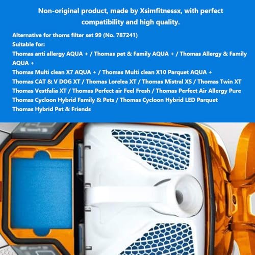 3 Stück Filter Set komplett 5-teilig geeignet für Thomas Staubsauger der Baureihe Aqua+,Alternative für Thomas Filterset 99 (Teile-Nr. 787241), Ersatzteil enthält 5 Filter (3 Stück)