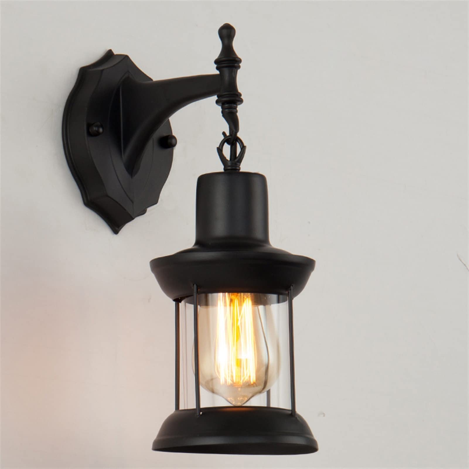 ZTCHSENZT Wall Sconces, Bar Cafe Antique Lantern Clothing Store Restaurant Aisle Industrial Lamp Balcony Wall Lamp,Black