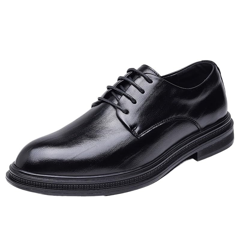 Modern Casual Black Round Toe Oxford Shoes Men Classic Lace Up Office Platform Dress Shoes