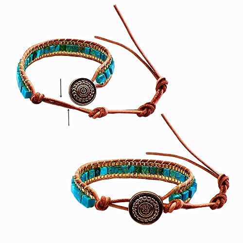 Mens Genuine Leather Bracelet - Handmade Adjustable Leather Cuff Bracelet punk Style leather wrap Wristband for Men4