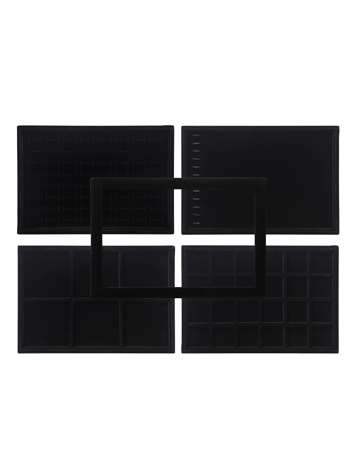 4Pcs Jewelry Trays Organizer with Lid, Stackable Display Storage Box for Rings Earrings Necklaces Bracelets, Jewellery Organizer Case for Selling Show Home Desk (Black Velvet)