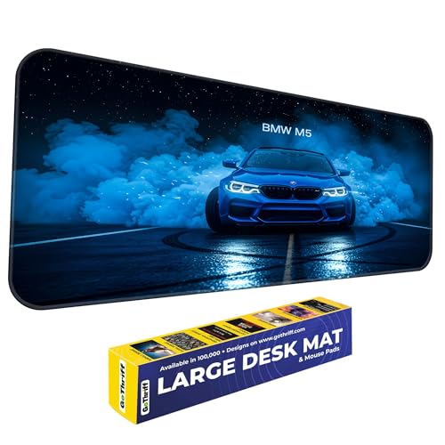 Image of Skiditos BeeMW M5 Desk Pad - Smoke Burnout Edition | XL Gaming Mouse Pad with Non-Slip Base | Car Desk Mat for Office, Setup & Man Cave | Drift Burnout M5 Art