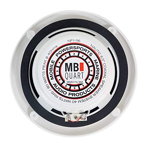 MB Quart NF1-116 Nautic Series Marine Coaxial Speakers 6.5 Inch, 80-Watt Waterproof, Rust-Resistant for Boats, RVs, Outdoor Use - White - Professional Grade - Heavy Duty - Thumbnail 2