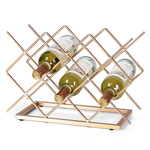 Drincarier Countertop Wine Rack - 10 Bottle Freestanding Modern Gold