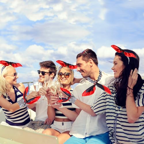 Moiuguli 2 Nautische Quadratische Halstücher, Rot Weiß Blau Matrosenschals, Matrosen Kostüm Damen Halstuch Stirnbänder Haarschal für Navy Dress Up Party Zubehör