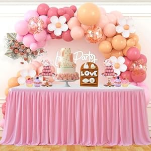 Albassa Rosa Polyester-Tischrock für rechteckige Tische