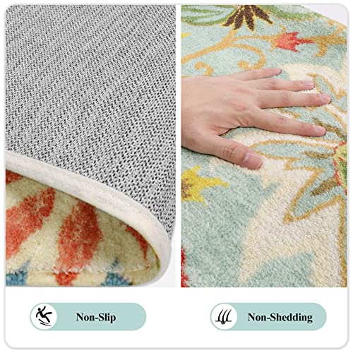 Lahome Floral Kitchen Runner - 2X8 Runners For Hallways Non-Slip Washable Soft Runner Rug Throw Low-Pile Entryway Laundry Room Rug Runner Paisley Print Carpet Runner For Bedroom Living Dinning Room #TOP6