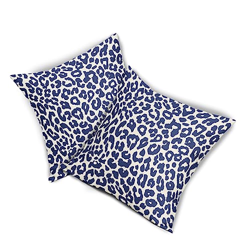 Aytipun Navy Blue Leopard Print Pillow Covers 18X18 Set Of 2 Cheetah Animal Pattern Chinoiserie Decorative Throw Pillows Outdoor Pillowcase Farmhouse Linen Cushion Case Decor thumb #7