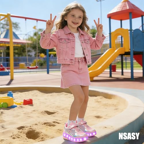 Image of Nsasy Roller Shoes Kids Roller Skates Shoes Girls Boys Wheels Shoes Become Sport Sneaker with Led for Children Gift
