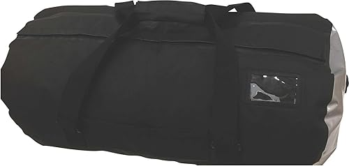 Oversize 70L impermeable Dry Duffel Offshore Gear Motor Cycle Tail Bag Hi-Vis 25 Gauge vinilo plata paneles laterales soldados - Negro, Negro -