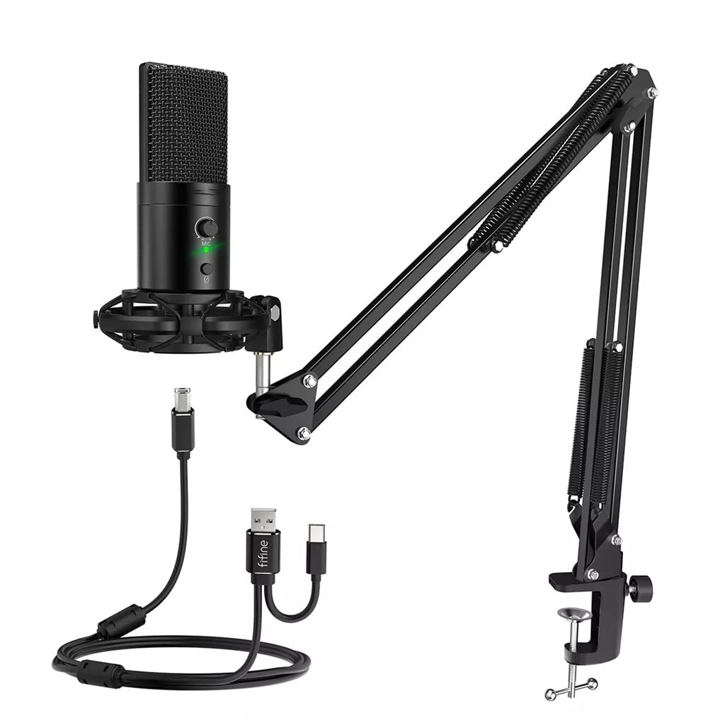 Il Kit Microfono per Streaming di Gioco È Adatto per Computer Pc, Pulsante di Disattivazione Audio E Guadagno, Microfono per Studio di Registrazione Podcast,