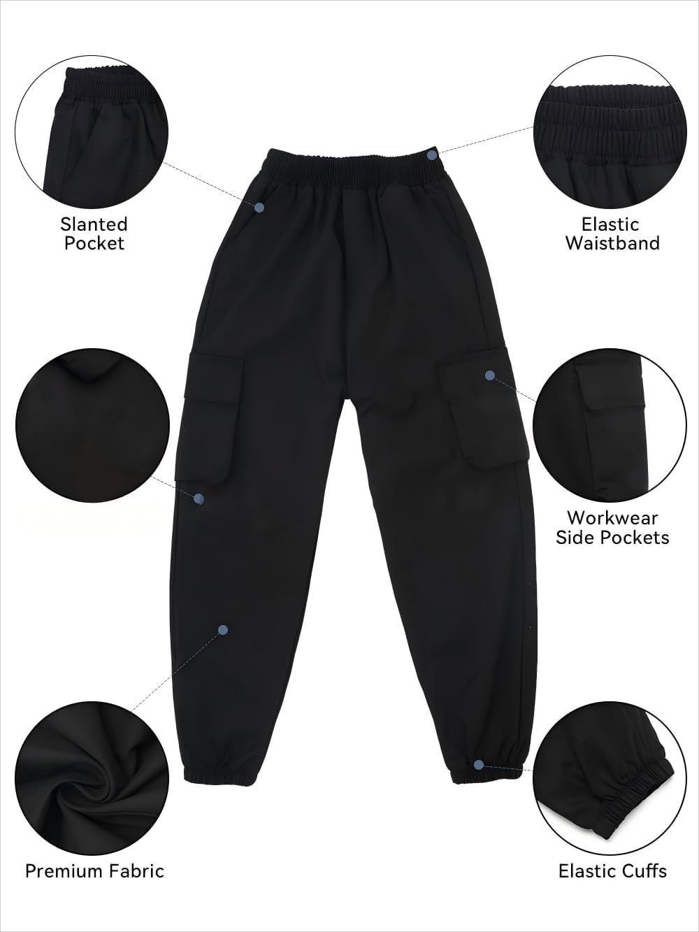 Boys Cargo Jogger Pants, Elastic Waist Casual Sweatpants, Teenage Relaxed Pants with Pockets, School Casual Trousers - Image 4