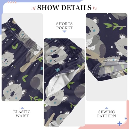 Lovely Cartoon Koala Boys Long Pants Soft Trousers Elastic Waist Kids Lounge Bottoms with Pockets S-XL4