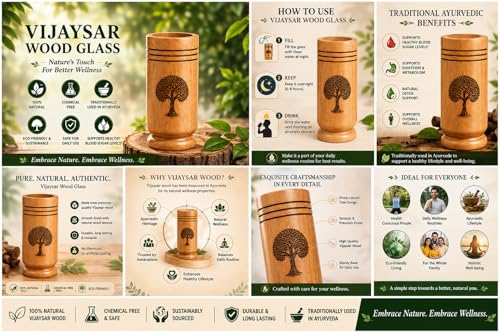 Image of Vijaysar Wooden Glass 80 ML | Natural Wood Tumbler | Traditional Ayurvedic Diabetes Wooden Water Cup for Daily Wellness Routine | Handcrafted Eco-Friendly Drinking Glass | Pack of 1