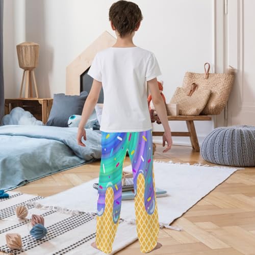 Boy's Pants Purple Ice Cream Circle Jogger Pants Elastic Waist Long Bottoms Trousers with Pockets 6-14 Years3