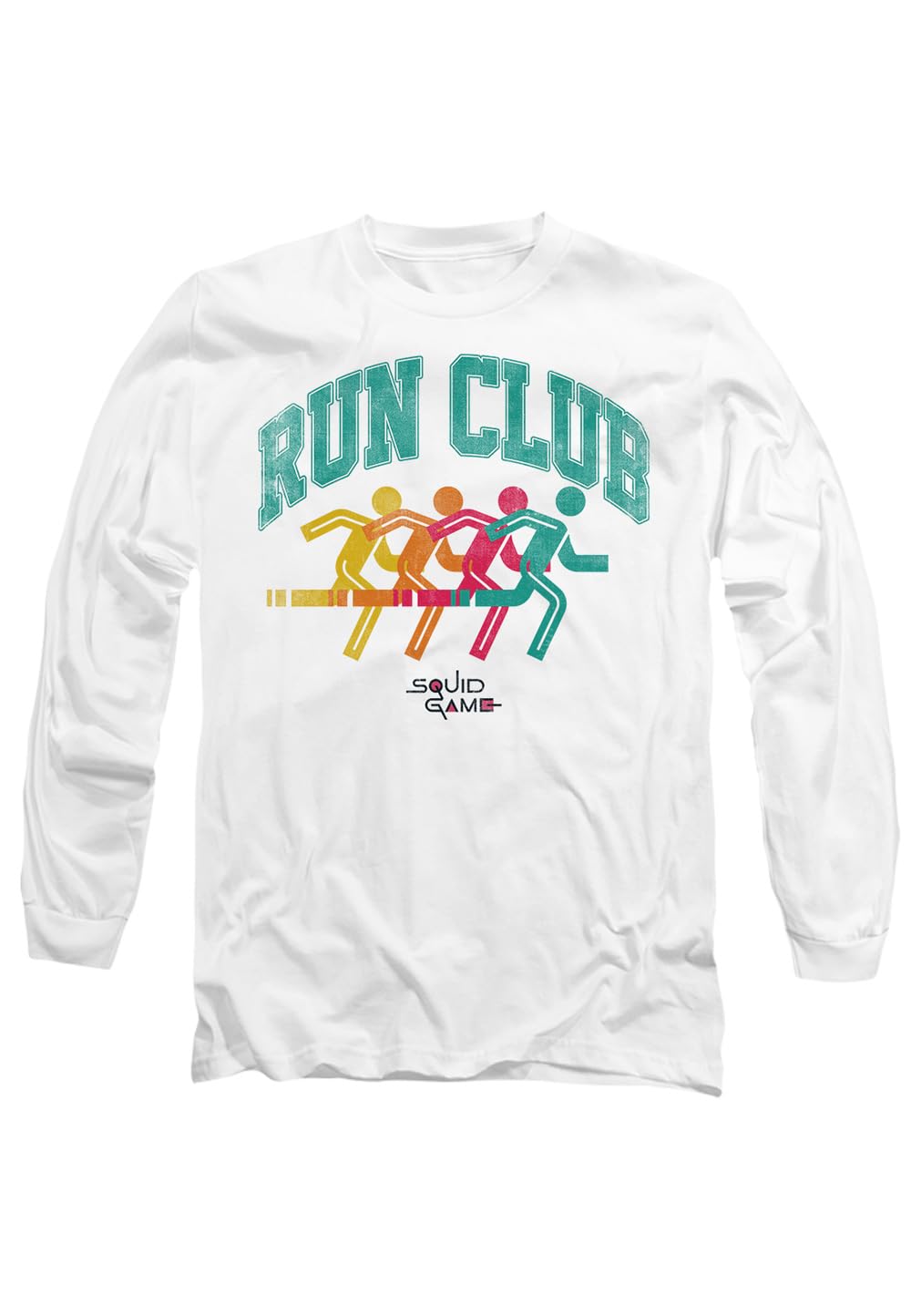 Squid Game Run Club Silhouette Unisex Long Sleeve T Shirt, White, Medium