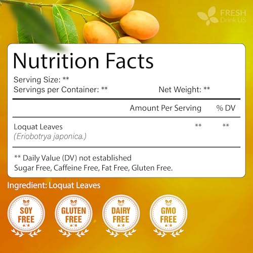 Image of FreshDrinkUS, Premium 8oz Loquat Leaves | Dried Loquat Loose Leaf Tea | Eriobotrya japonica | Naturally Dried, Cut & Sifted | Herbal Tea Ingredient. Sugar-Free. Caffeine-Free. Vegan