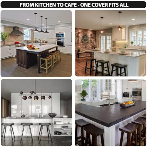 Image of NeColorLife Rectangle Bar Stool Covers Waterproof,Beige,2 Pack | Stretch Saddle Seat Covers for Counter Height, Kitchen Island, and Vanity Bar Stools, Protecting Seats from Daily Wear