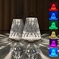 BKZO 2 Pack Crystal Table Lamp, LED Touch Bedside Table Lamp, USB Rechargeable, RGB Color Changing, Waterproof IP44, Clear/Colorless
