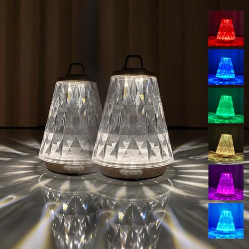 BKZO 2 Pack Table Lamp,LED Touch Bedside Table Lamp,USB Rechargeable Table Lamp with RGB Color Changing, for Bedroom, Living Room, Camping