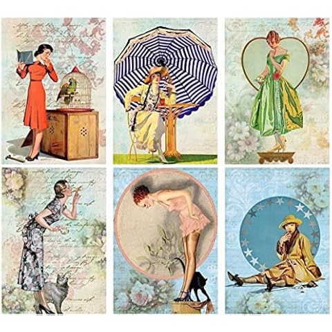 Chic Cottage Crafts Vintage Fashions Card Making Toppers / Craft Embellishment - Glossy finish pack of 6 Cover