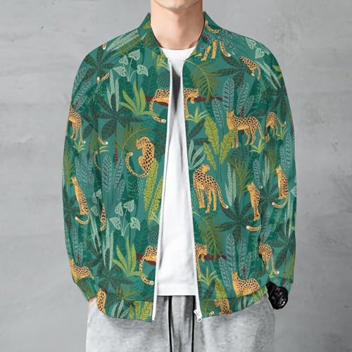 micidad Men's Jackets Lightweight Casual Bomber Jacket Full Zip Lion Print Windbreaker Jacket Coat With Pockets2