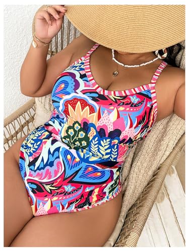 Floerns Women's Plus Size One Piece Swimsuit Boho Tribal Print Cut Out Back Monokini4