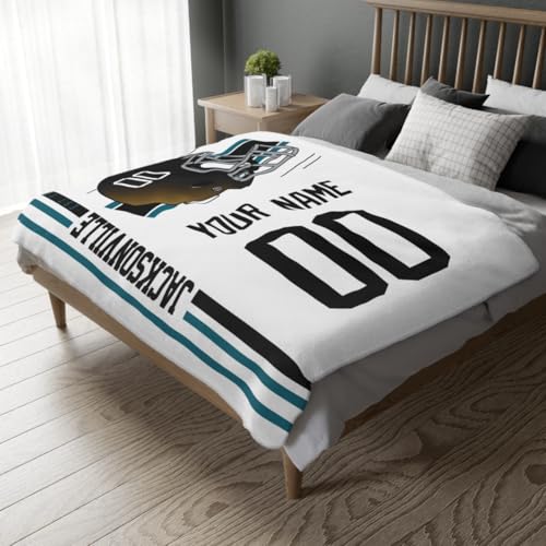 Image of Jacksonville Throw Blanket Custom Name and Number Personalized Gifts for Men and Women