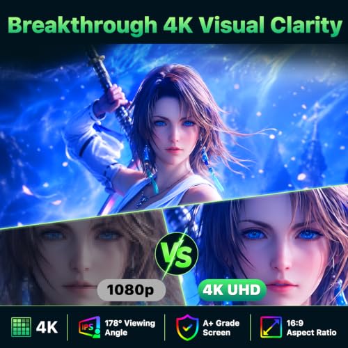 Image of Upperizon Portable Monitor 19 inch 4K UHD 3840X2160 125% sRGB 144Hz HDR HDMI USB-C Travel Monitor for Laptop MacBook PC Surface Xbox, Large External Display with Kickstand & Speakers, VESA Compatible