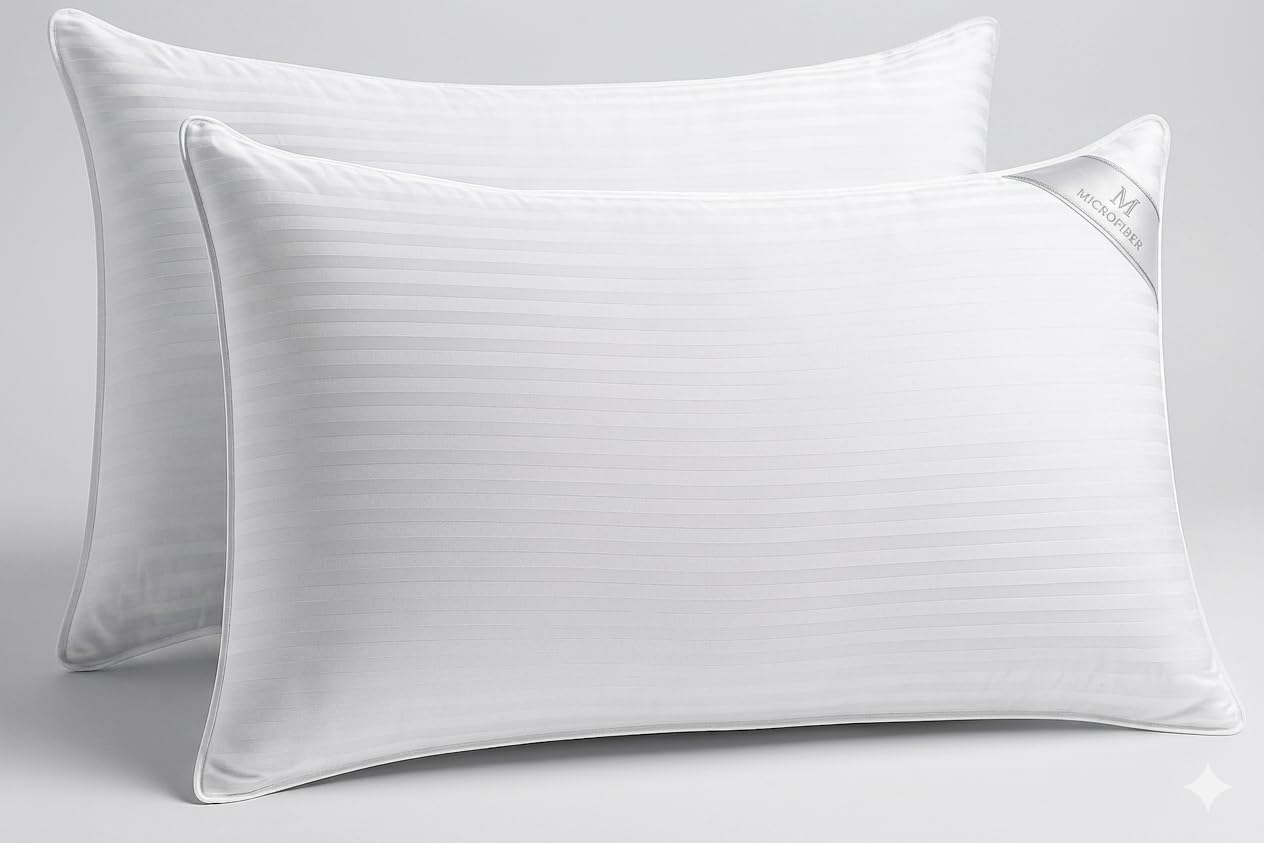 ODAR Microfiber Sleeping Pillow Set for Double Bed | Soft, Washable & Comfortable Bed Cushions Pack of 2-image-1