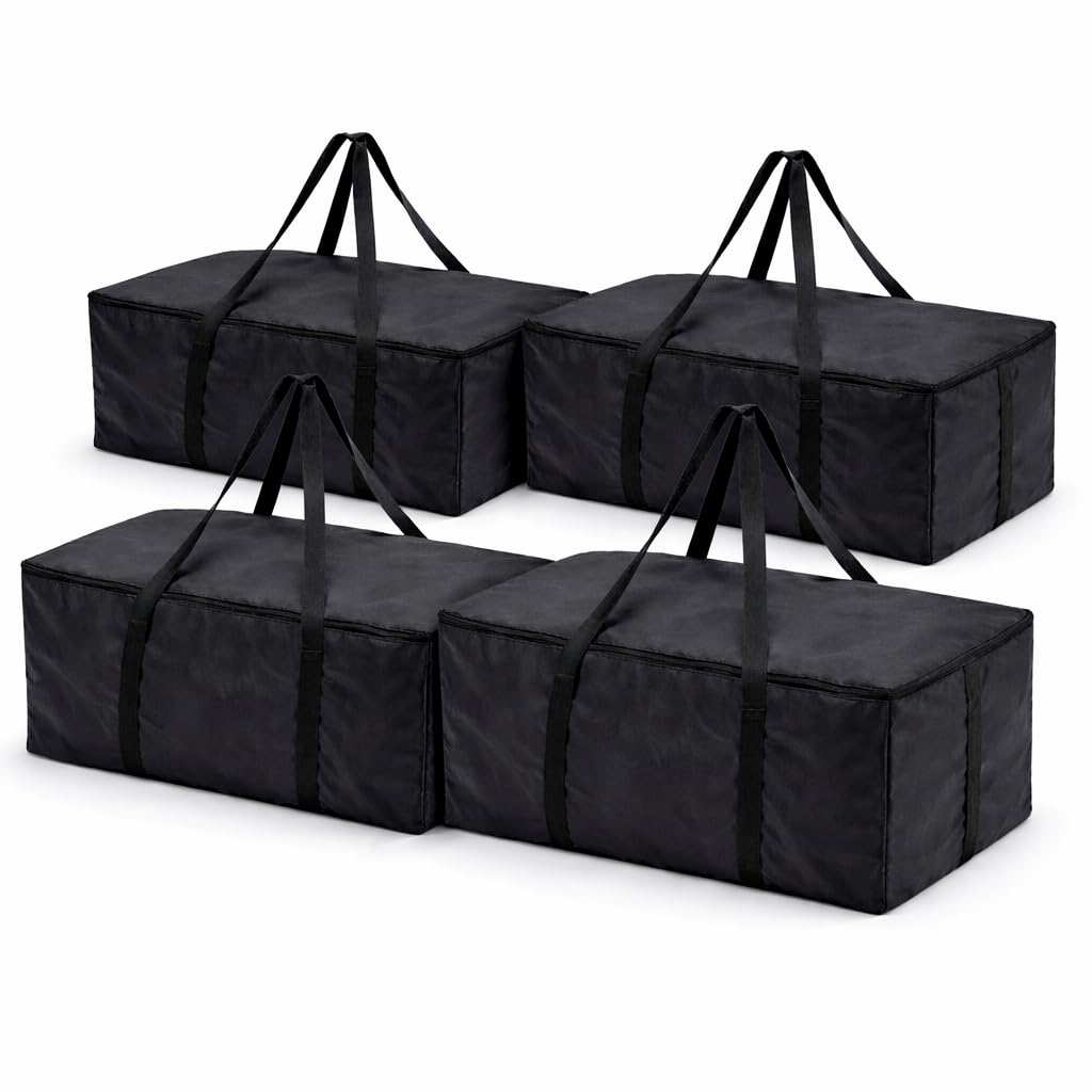Borse per Trasloco con Manici Rinforzati, Zip e Cinghie per Zaino, Contenitori Organizer per Imballaggio, Sacchi per Stoccaggio Impermeabili, Materiale 420D Oxford, set, Nero, 80x45x25 cm (Quattro)