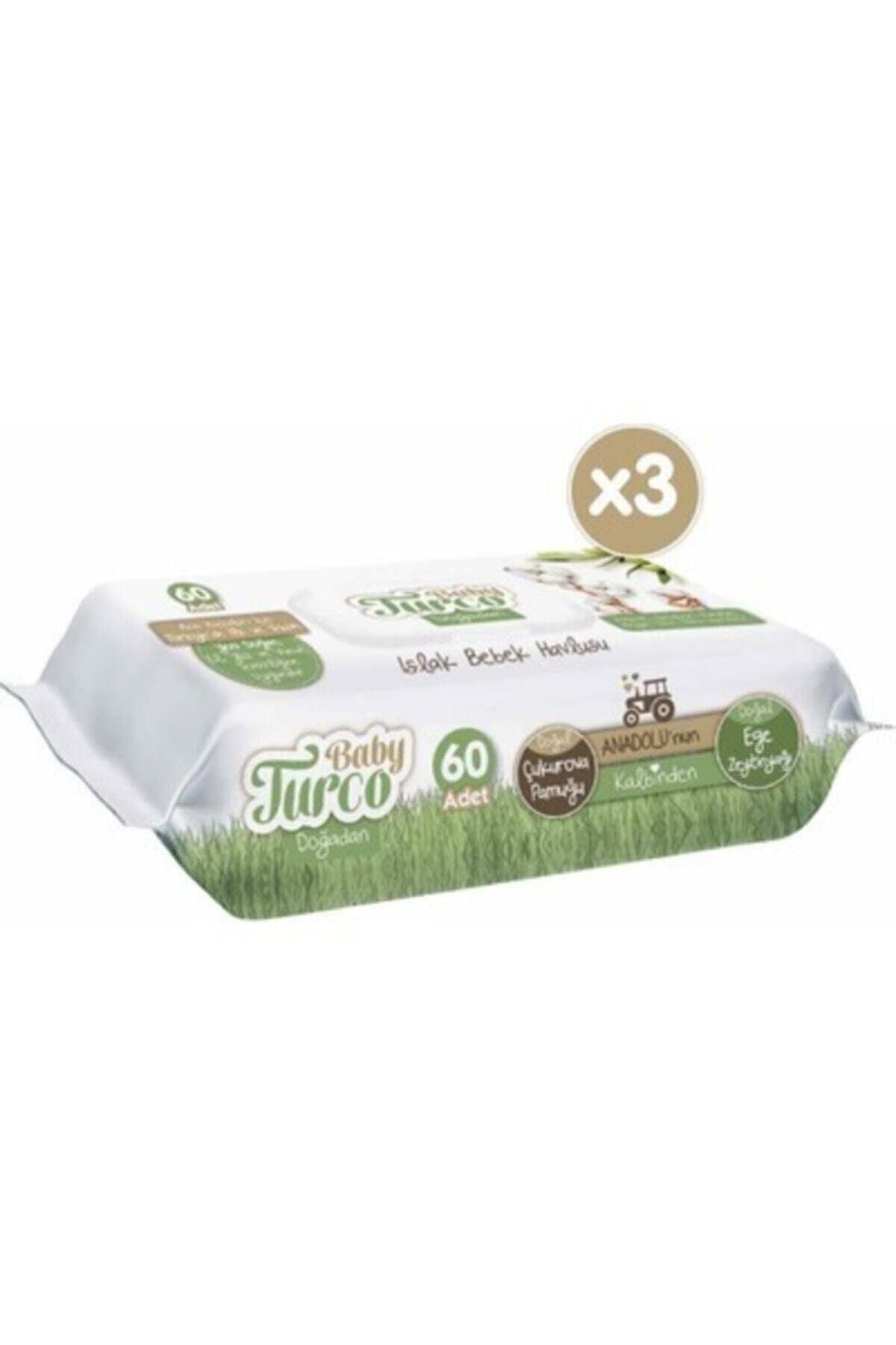 Baby Turco Doğadan Islak Bebek Havlusu, 3'lü paket, 180 Yaprak