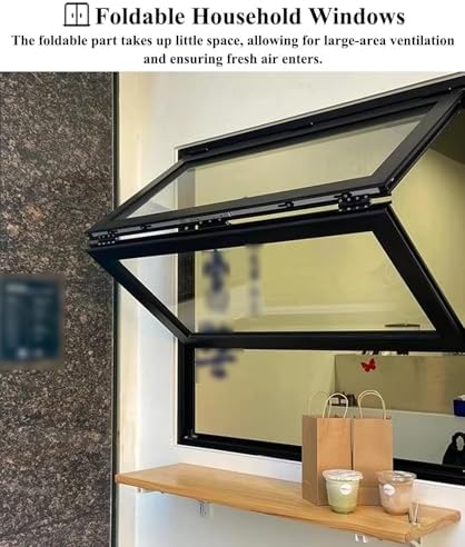 Reinforced Glass Foldable Sliding Window with Safety Lock - 31x20in Flush Mount Concession Window for Snack & Coffee Service - Durable & Secure Design