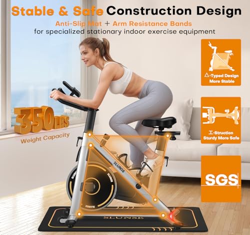 Exercise Bike, Adjustable Magnetic Resistance Stationary Bikes for Home with App Compatible, Quiet Indoor Cycling Bike with 350lbs Weight Capacity Comfortable Seat, Digital Monitor & Phone Mount - Image 5