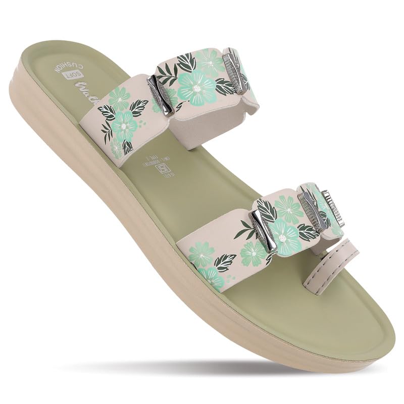 Image of WALKAROO Flat Sandals For Women|Soft Cushion Footbed, Lightweight PU Sole & Slip-On Sandals|WLR74018