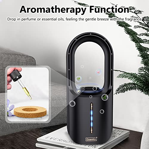 Conbola Fan For Bedroom Office Fan, 11.8 Inch Tower Fan With 3Speeds, Quiet Cooling Rechargeable Portable Fan Lasting 17 Hours, Small Standing Floor Fans, House Desk Bladeless Fan, Black #TOP4