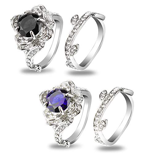 MILIMIEYIK Handmade Jewelry, Oval Cut Amethyst Topaz Silver Ladie's Ring Vintage White Diamond