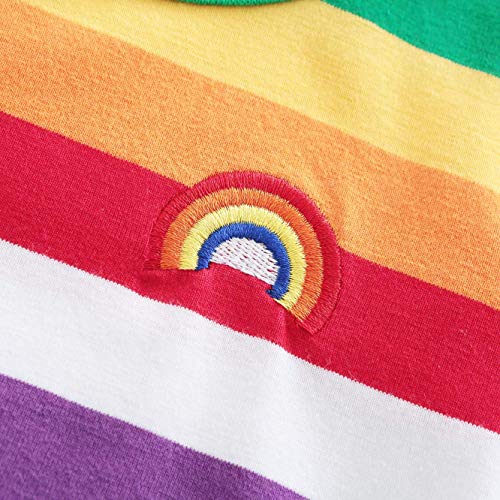 Toddler Boys Long Sleeve T-Shirts Rainbow Striped Cotton Shirts Kids O-Neck Tops 2T #TOP3