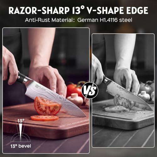 Image of PAUDIN 16-PC Knife Block Set,German 1.4116 High Carbon Stainless Knife Set