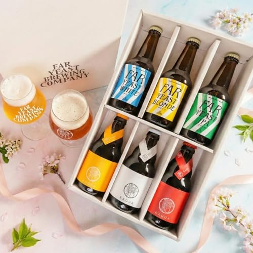 【母の日 クラフトビール ビール ギフト 飲み比べ】馨和 KAGUA Blanc／Rouge／Saison 各1本／Far Yeast White／IPA／Blonde各1本 瓶 ボトル 330ml x 6本／ギフトボックス 飲み比べセット 誕生日 高級 贈り物 高級ビール 詰め合わせ お祝い（アワード受賞歴多数）の商品画像（Amazon）