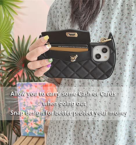 UnnFiko for iPhone 14 Pro Max Case Wallet, Cute Moon-Shape Crossbody Phone Case Flip Card Pouch Cover Soft Silicone Case Purse with Wrist Strap Crossbody (Black,iPhone 14 Pro Max) - Thumbnail 2