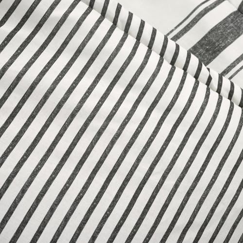 Image of Lush Decor Farmhouse Stripe Reversible Throw, Single, 50 inch W x 60 inch L, Black - Classic Modern Rustic Charm - Cozy Soft Single Pinstripe Print Blanket