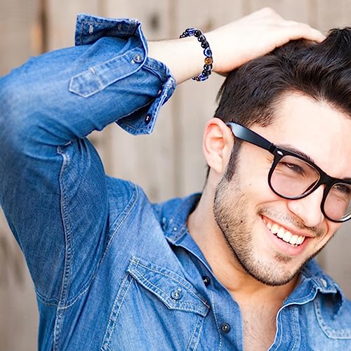 Tiger Eye Bracelet,10MM Relax Anxiety Triple Protection Bracelet Spiritual Crystal Gemstones Beaded Bracelets for women men Bring Luck And Prosperity2