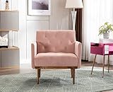 Upholstered Velvet Accent Chair for Living Room, Modern Leisure Single Sofa Arm Chair with with Rose